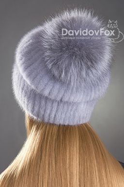 Шапка Буратино норка сапфир