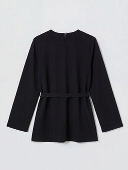 Bisiklet Yaka Kemerli Kad?n Sweatshirt Tunik