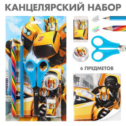 Канцелярский набор, блокнот, точилка, ластик, карандаш, ножницы, «Трансформеры»