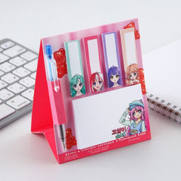 Подарочный набор стикера-закладки и ручка Аниме, 20 л в блоке