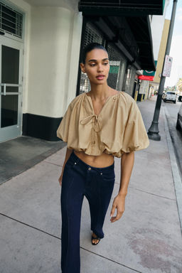 POPLIN BALLOON TOP - Zara фото 10