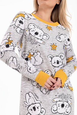 Сорочка с длинным рукавом начес М325413сж серый/желтый