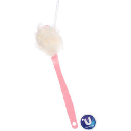 Цена за 3 шт. Мочалка массажная "PREMIUM - FARGO", на пластиковой ручке, цвет розовый, 35*10см (лейбл Ультрамарин)