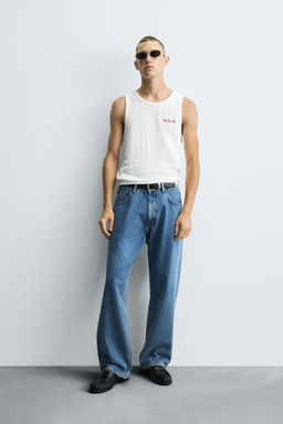 EMBROIDERED RIB TANK T-SHIRT