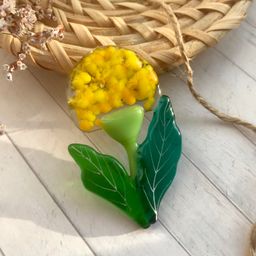 Брошь Желтый одуванчик - Стрекоза фото 5