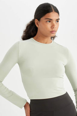 Fitted Vucuda Oturan Bisiklet Yaka Basic Duz Uzun Kollu Tisort - Defacto фото 5