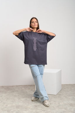 Футболка женская оверсайз серый "Зачеркнутые города"