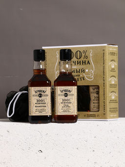 Подарочный набор «Крутой мужик», гель для душа, шампунь для волос и мочалка, 2×250