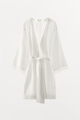 LACE LADDER STITCH DRESSING GOWN - Zara фото 6