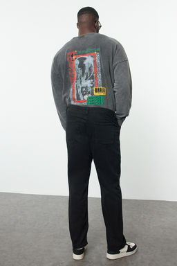 Erkek Siyah Regular Fit Buyuk Beden Denim Kot Jeans TMNAW25CJ00000