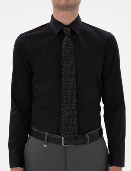 Black Slim Fit Basic рубашка с длинным рукавом - Cacharel фото 6