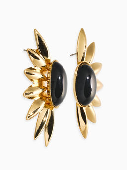 Серьги «полу солнце», чёрные в золоте