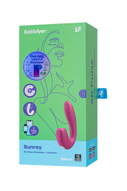 Вибратор Satisfyer Sunray, с вакуум-волновым стимулятором, силикон, розовый, 15 см  фото 10