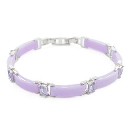 Браслет Лилу из фиолетовой керамики с Александритом покрытие светлый металл