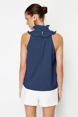 Trendyolmilla Ekru Yaka Detayl? Smart Krep Orme Bluz TWOSS23BZ00932 фото 14