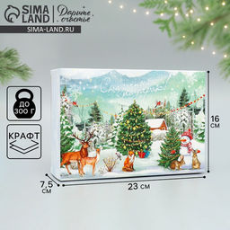 Цена за 2 шт. Коробка подарочная новогодняя складная Сказочный подарок!, 16?23?7.5 см, Новый год