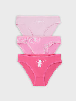 Трусы для девочек мультипак (3шт.) светло-розовые с печатью