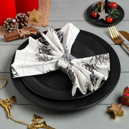 Набор салфеток сервировочных на стол Этель Christmas, 2 шт., белые, с декоративными кольцами, 45?45 см