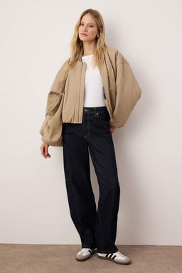 Koyu Mavi Yuksek Bel Dikis Detayl? Barrel Jeans TWOAW26JE00237 - Trendyolmilla фото 2