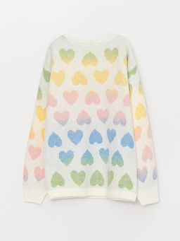 Bisiklet Yaka Desenli Uzun Kollu K?z ?ocuk Triko Kazak - Waikiki фото 2