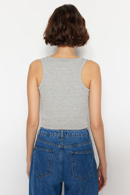 Lacivert-Gri 2li Paket Fitted/Vucuda Oturan Crop Halter Yaka Fitilli Esnek Orme Atlet TWOSS21AL0058