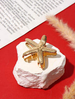 Цена за 6 шт. Краб для волос "Лейла море" морская звезда, 6 см, золото