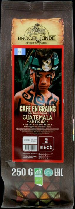 CAFE DE BROCELIANDE. Guatemala (зерновой) 250 гр. мягкая упаковка ФРАНЦИЯ
