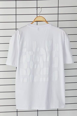 TRENDYOL MAN Beyaz Oversize/Genis Kesim Kabar?k S?rt Bask?l? %100 Pamuk T-Shirt TMNSS25TS00082 - Trendyolmilla фото 8