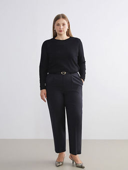 Beli Kemerli Havu? Kesim Kad?n Pileli Pantolon