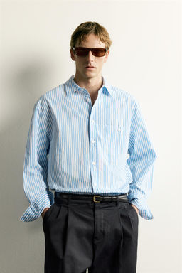 CAMISA BOXY FIT RAYAS / Celeste - Zara фото 2