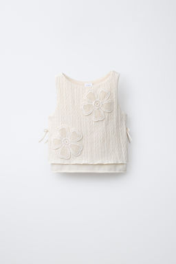 TOP PUNTO CROCHET FLORES / Crudo - Zara фото 3