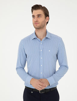 Mavi _izgili Ex. Slim Fit Uzun Kollu G_mlek