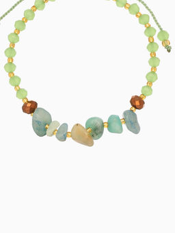 Браслет, длина 16 см, фисташковый, золотой