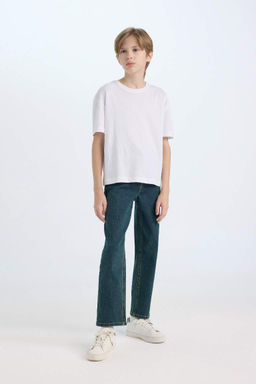 Джинсовые брюки прямого кроя с карманами и прямыми штанинами для мальчика - Defacto фото 2