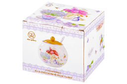 Сахарница 620 мл 11*11*12 см Лаванда + ложка + дер. крышка на дер. подставке NEW BONE CHINA - Elan gallery фото 16