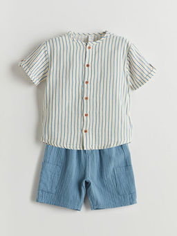 ?izgili Erkek ?ocuk G?mlek ve ?ort 2li