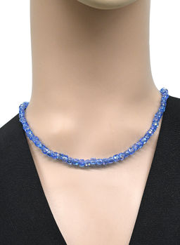 Чокер на шею из циркона кубик с гранями 4мм цв.васильковый хамелеон, 38см