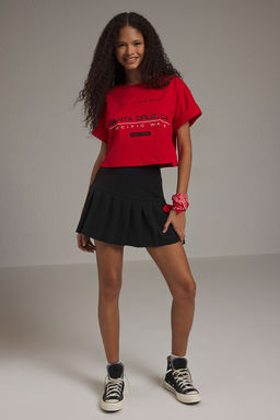 TRENDYOLMILLA Ekru %100 Pamuk Relaxed/Rahat Kal?p Yuksek Slogan Bask?l? Orme T-Shirt TWOSS25TS00079 фото 2