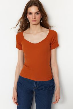 Tarc?n Fitted/Vucuda Oturan Fitilli Pamuk Esnek Orme Bluz TWOSS21BZ0579