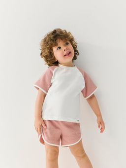 Комплект футболка и шорты Пудра из рифленой ткани 0+
