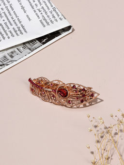 Цена за 2 шт. Заколка-автомат для волос «Маргарет», листочек, 9 см, золото