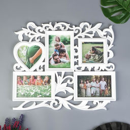 Фоторамка - коллаж на 5 фото С сердцем, (пластиковый экран)