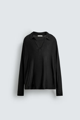 SEMI-SHEER LYOCELL POLO SHIRT - Zara фото 7