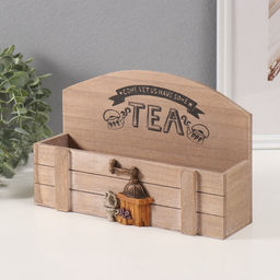 Шкатулка для украшений с делениями «Чай и набор для варки кофе», дерево, 7×26.5×17 см
