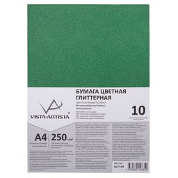 VISTA-ARTISTA Бумага цветная глиттерная GLIT-A4 250 г/м2 A4 21 х 29.7 см 10 шт. 01 - под серебро (silver)