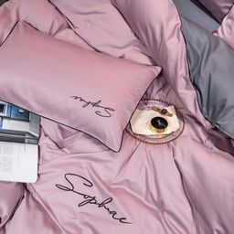 КПБ Mency однотонный с вышивкой MENO017 1.5 спальный