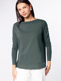 VILATTE / Лонгслив с горловиной лодочка из премиального хлопка