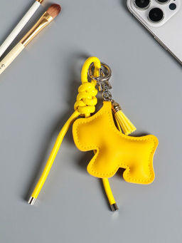 Брелок для ключей на карабине кожзам «Терьер», с узлом, жёлтый, на сумку, рюкзак, 14×8×1.2 см