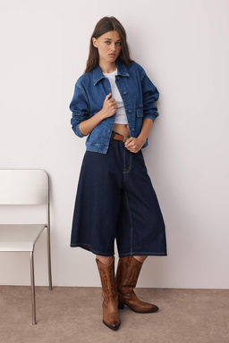 Koyu Mavi Gomlek Yaka Cep Detayl? Comfort Denim Ceket TWOAW26CE00007 - Trendyolmilla фото 2