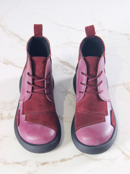 Ботинки 305.927bl.Вакса бордо+бордо замша/мех